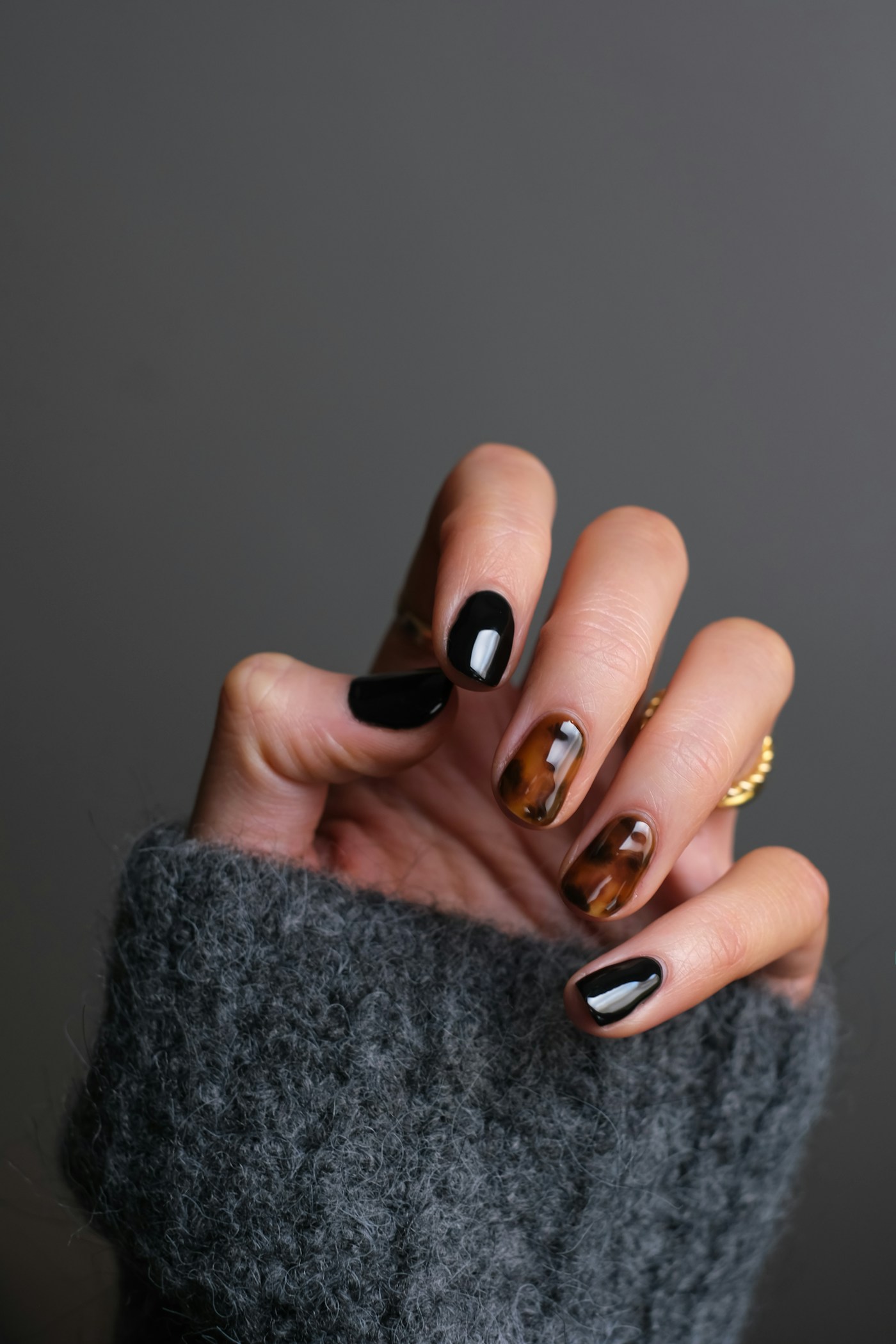 Editorial black manicure detail